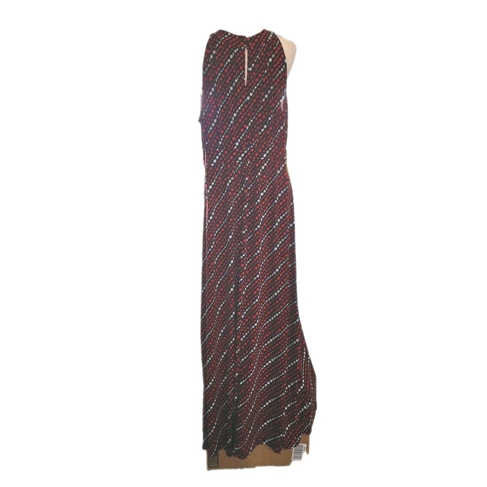 Banana Republic Maxi Dress Womens XL Navy Red White Dot Stretch Casual Long Fall - Picture 2 of 9